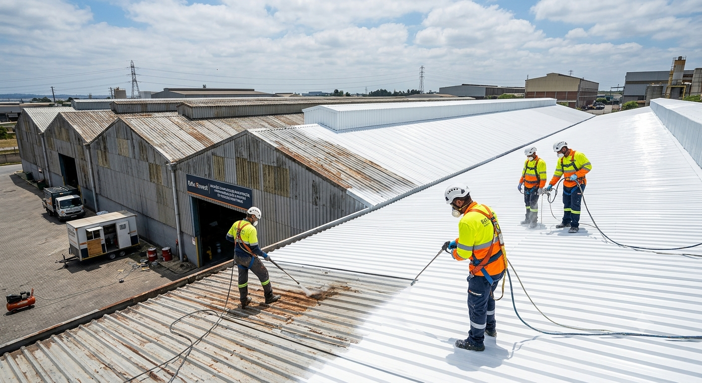 Retrofit e pintura de telhados industriais